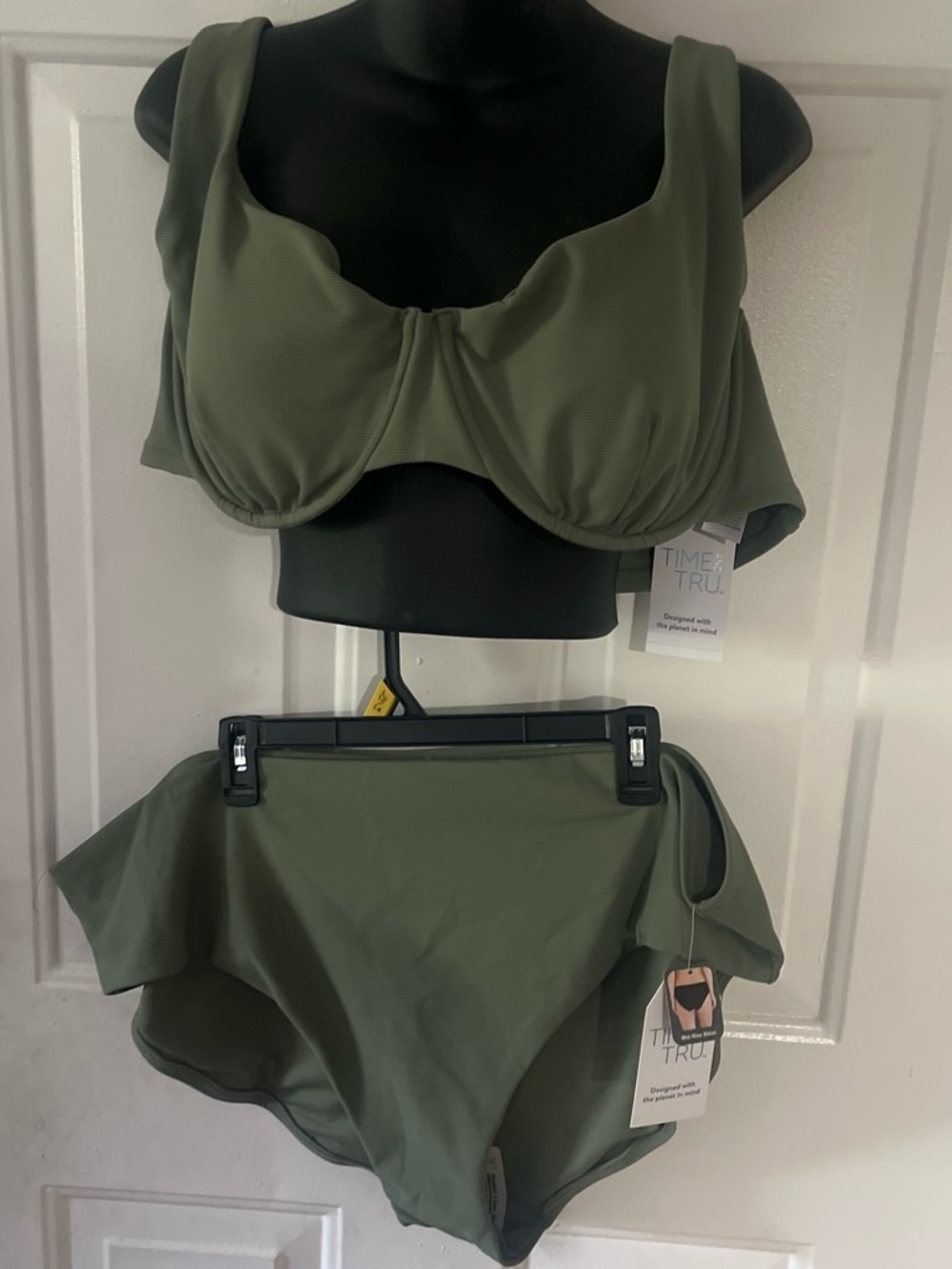 Time and Tru Olive Two-Piece Underwire High Waist Bikini